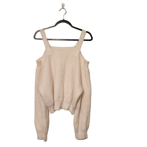 Shein Curve Womens Top White 2XL Cold Shoulder Sweater Plus Size Long Sleeve - Picture 1 of 7